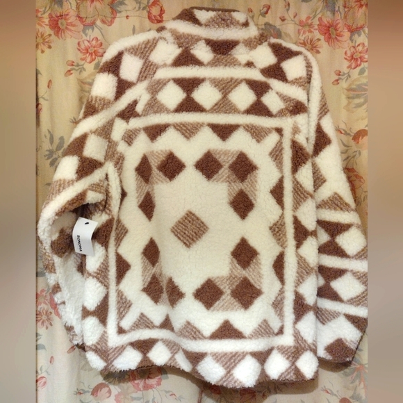 NWT Sonoma Tribal Aztec Print Fleece Sherpa Zip-Up Jacket - Picture 6 of 6